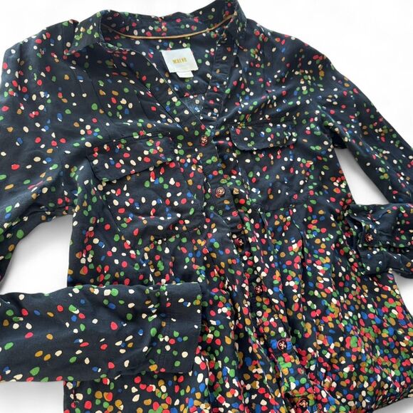 Anthropologie MAEVE Button Up Short with Multicolored Polka Dots. Whimsy. Artsy - Picture 1 of 8